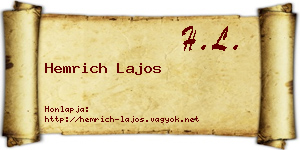 Hemrich Lajos névjegykártya
